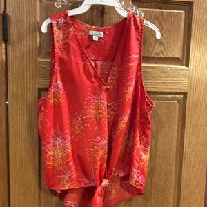 Allison Joy Red Sleeveless Tie Front Blouse
